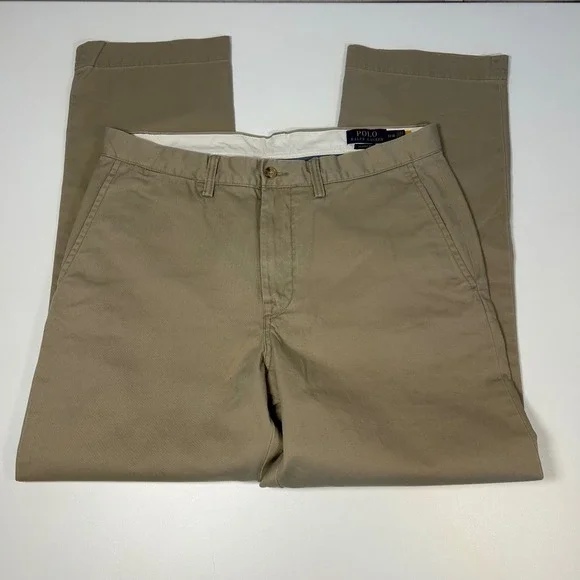 Ralph Lauren the polo chino classic fit men's tan khaki pants cotton twill 33/30 - Picture 2 of 10
